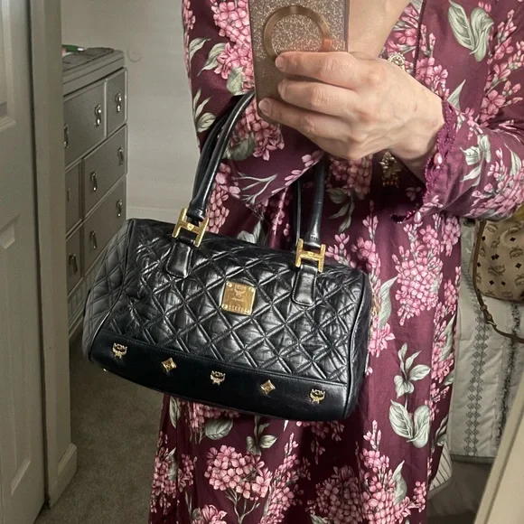 MCM Black Quilted Satchel with Elegant Design - Picture 2 of 16